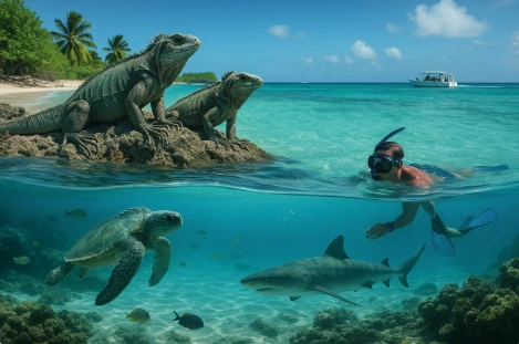 Snorkeling à Petite-Terre en Guadeloupe avec tortue, iguanes et requin-citron dans une réserve naturelle protégée